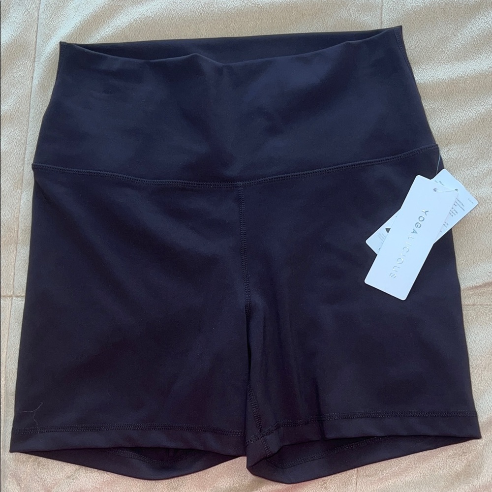 Yogalicious Chocolate/Black High-Waisted Bike Shorts
